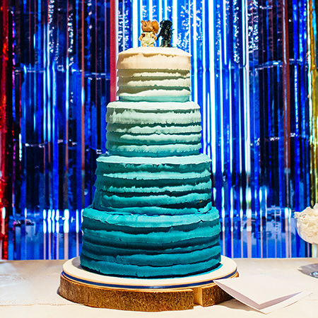 Blue Ombr Wedding Cake Sweets Display