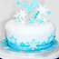 Blue and White Snowflake Christmas Cake